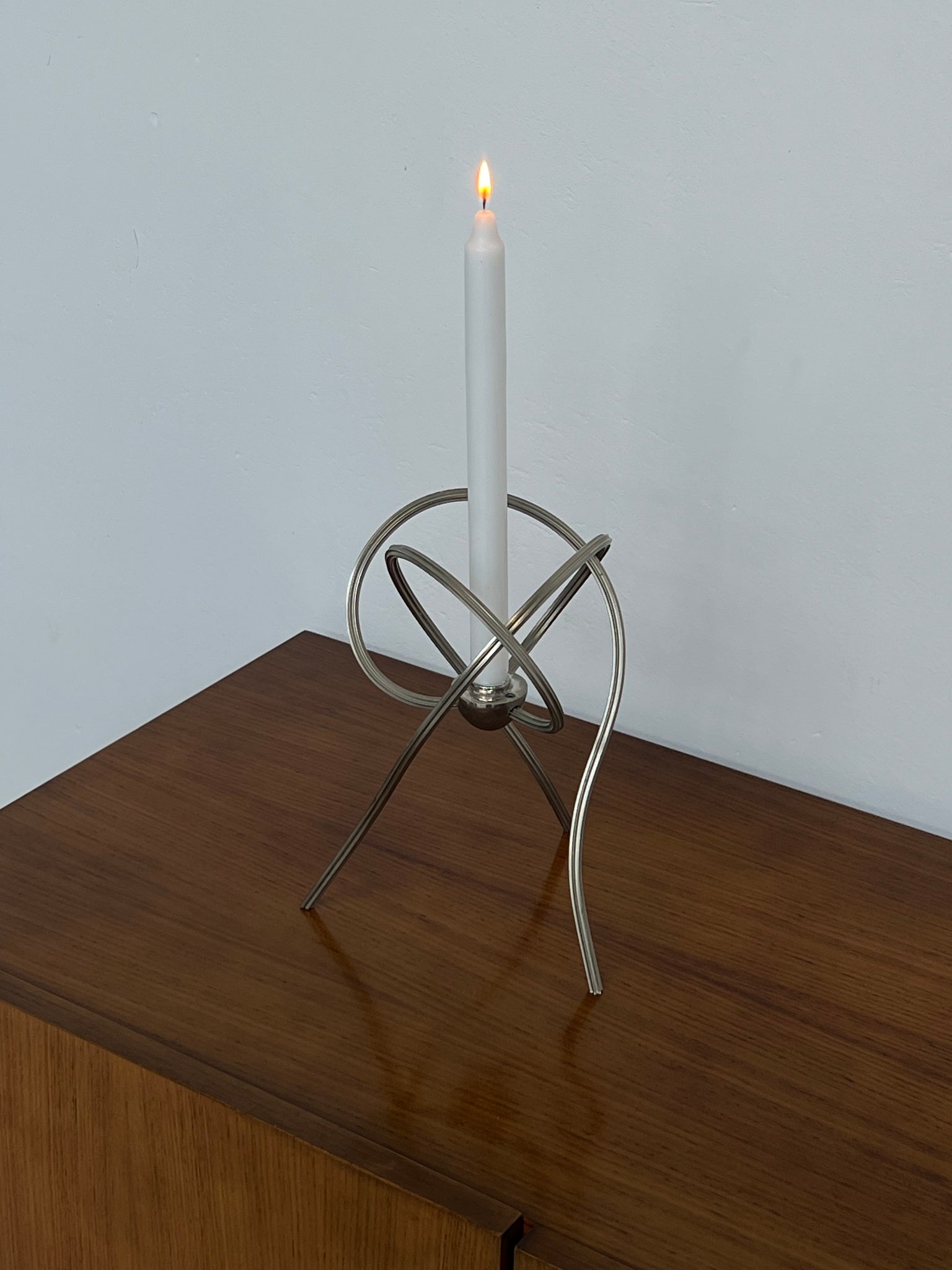 Vintage abstract metal candle holder