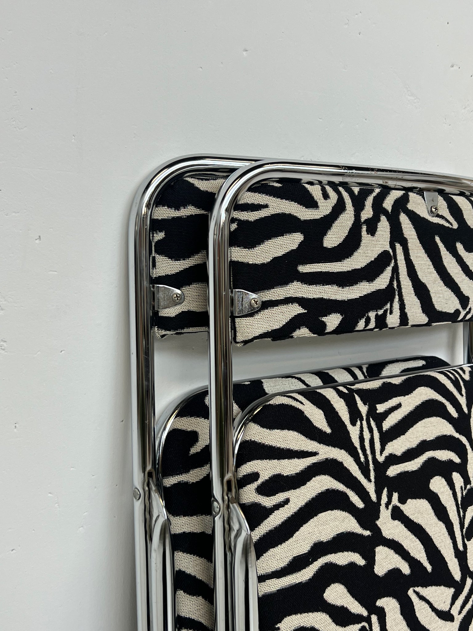 Vintage folding chair - zebra print upholstery