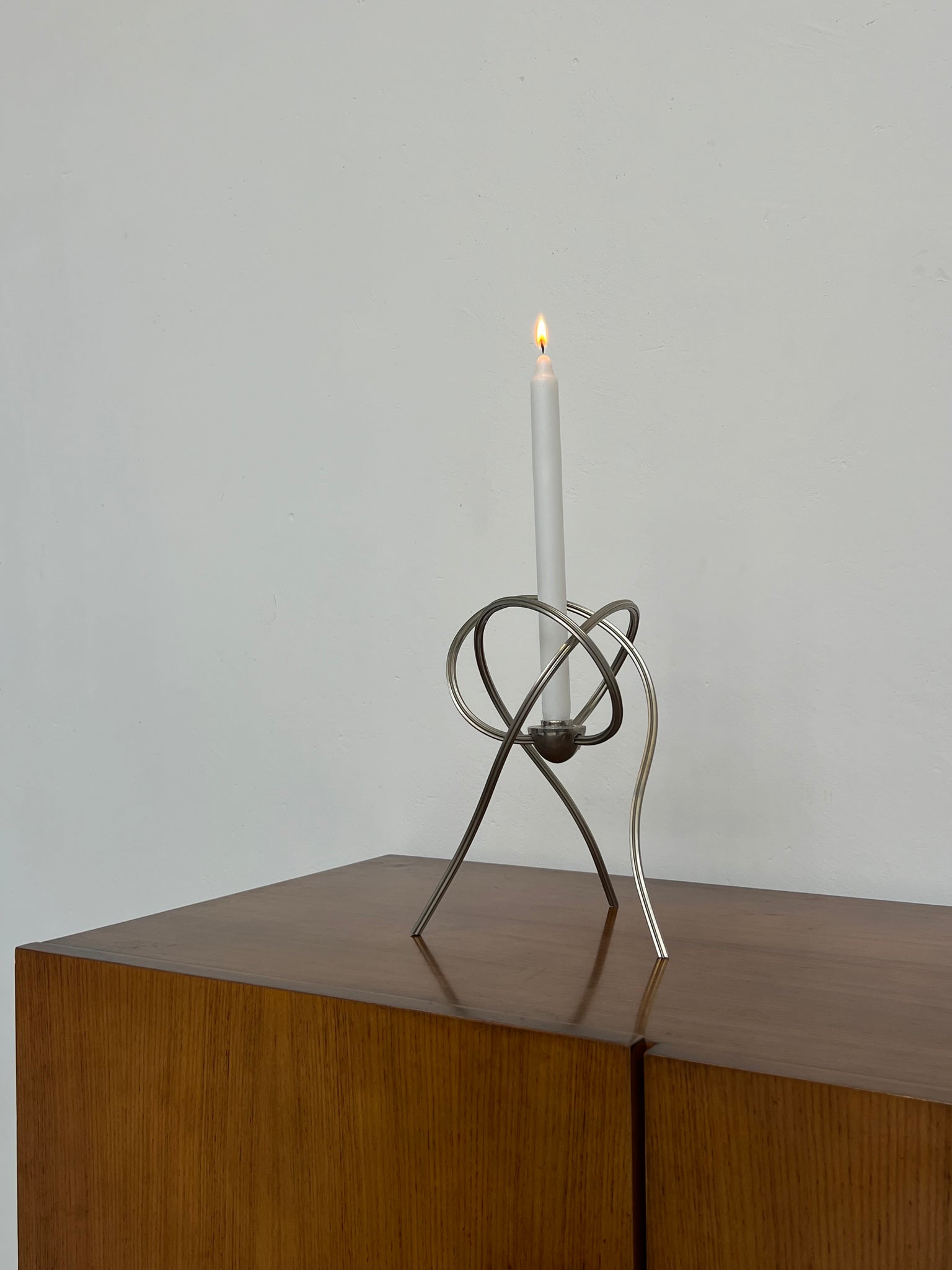 Vintage abstract metal candle holder