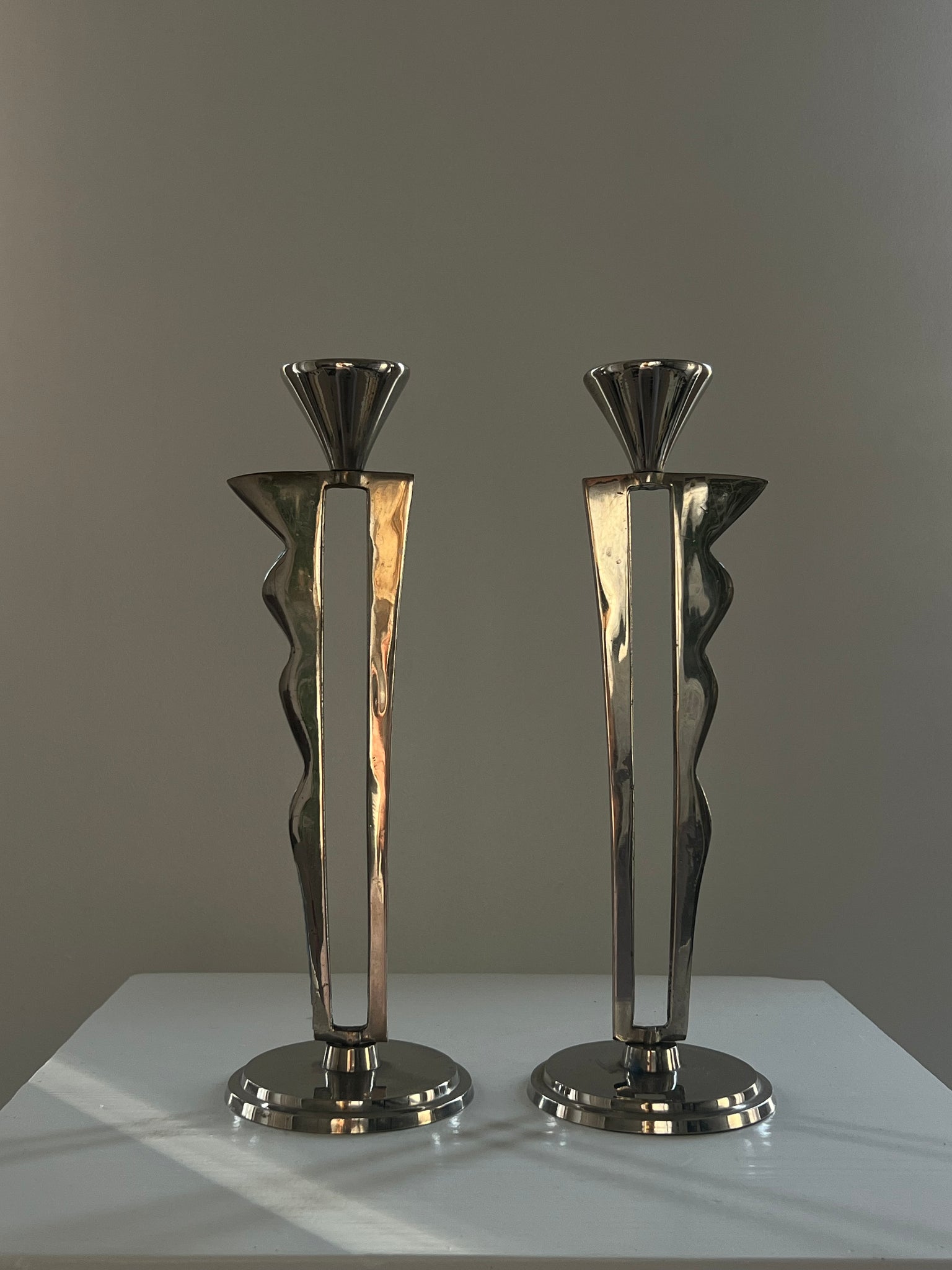 Vintage chrome candle holders – set of 2