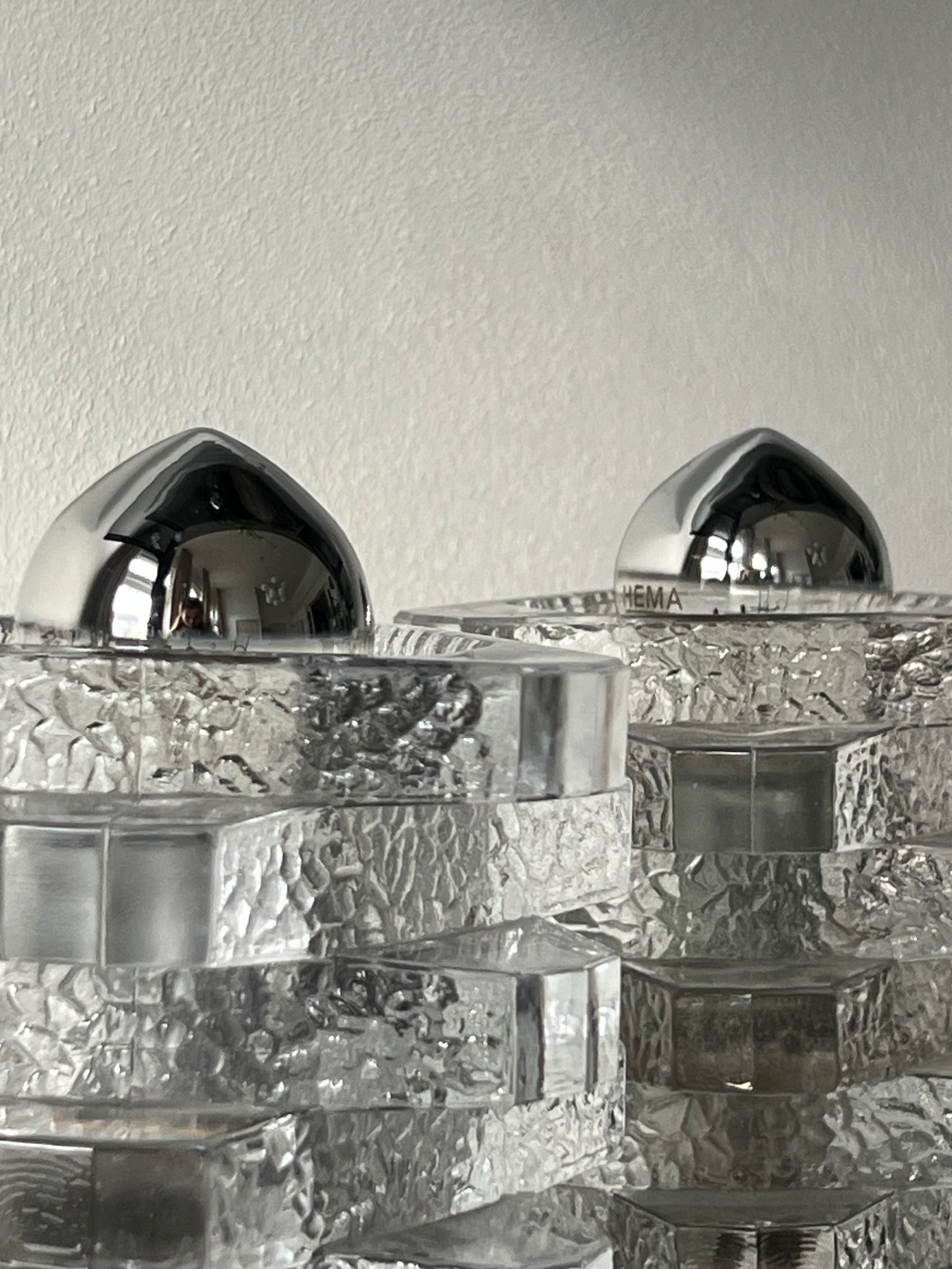 Set of 2 Peill & Putzler ice glass table lamps