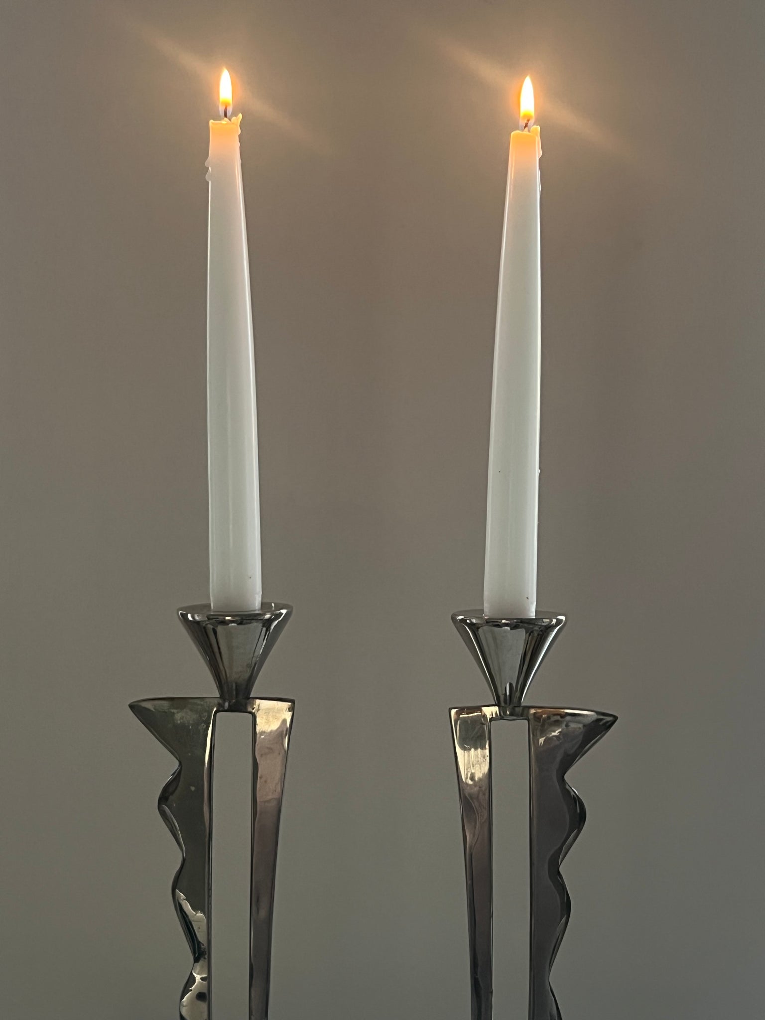 Vintage chrome candle holders – set of 2