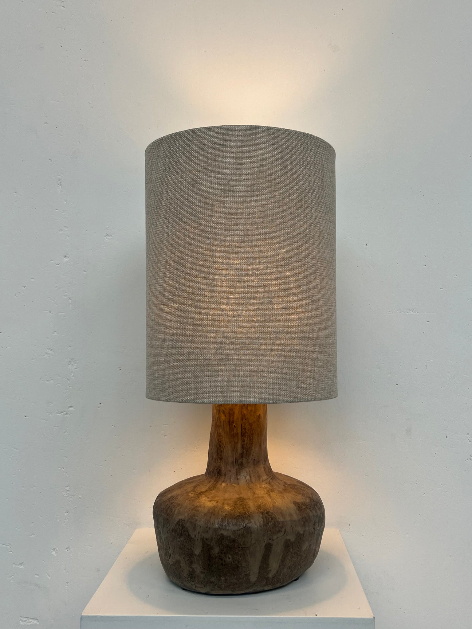 Vintage brown ceramic table lamp