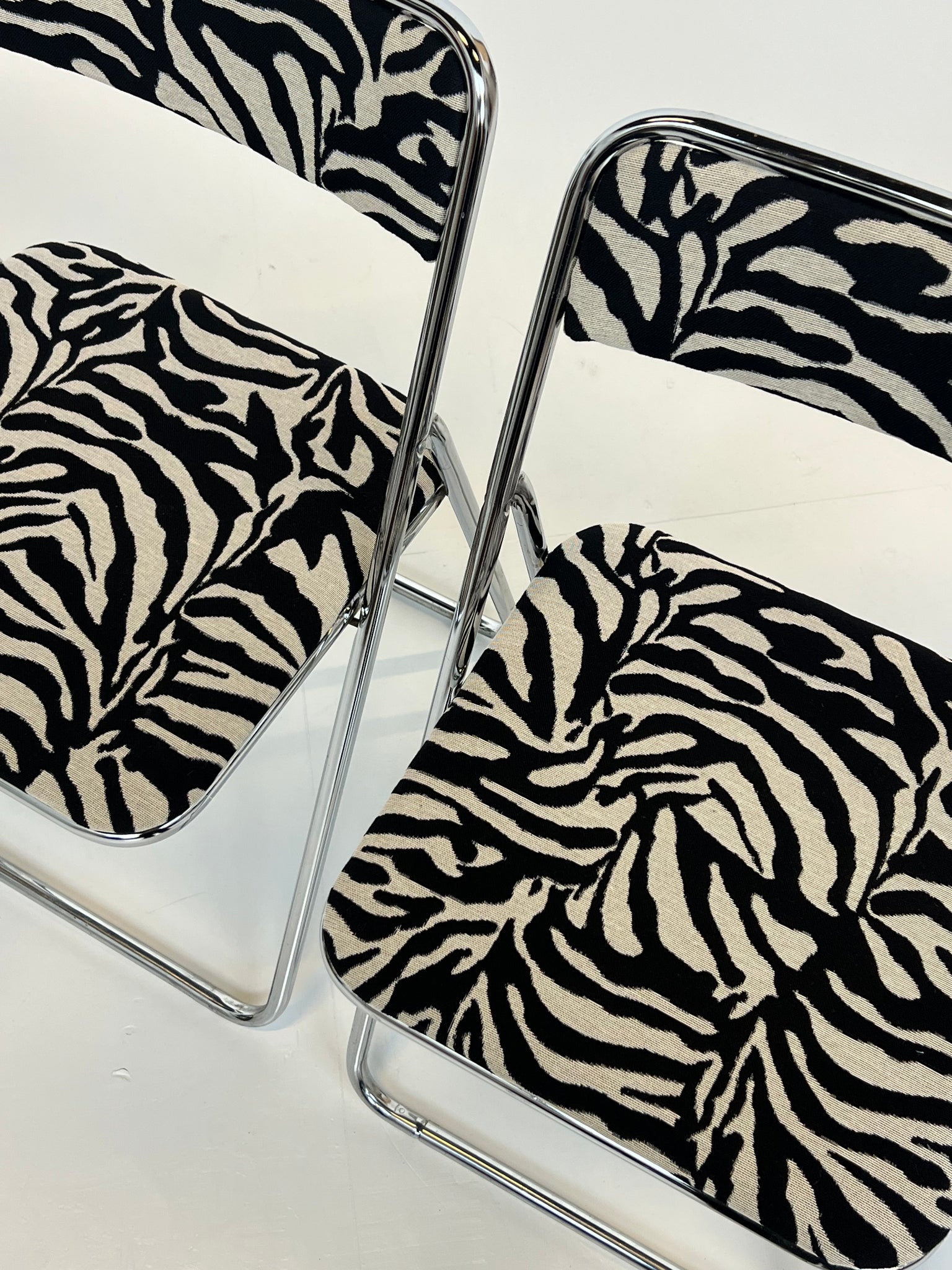 Vintage klapstoel - zebraprint bekleding