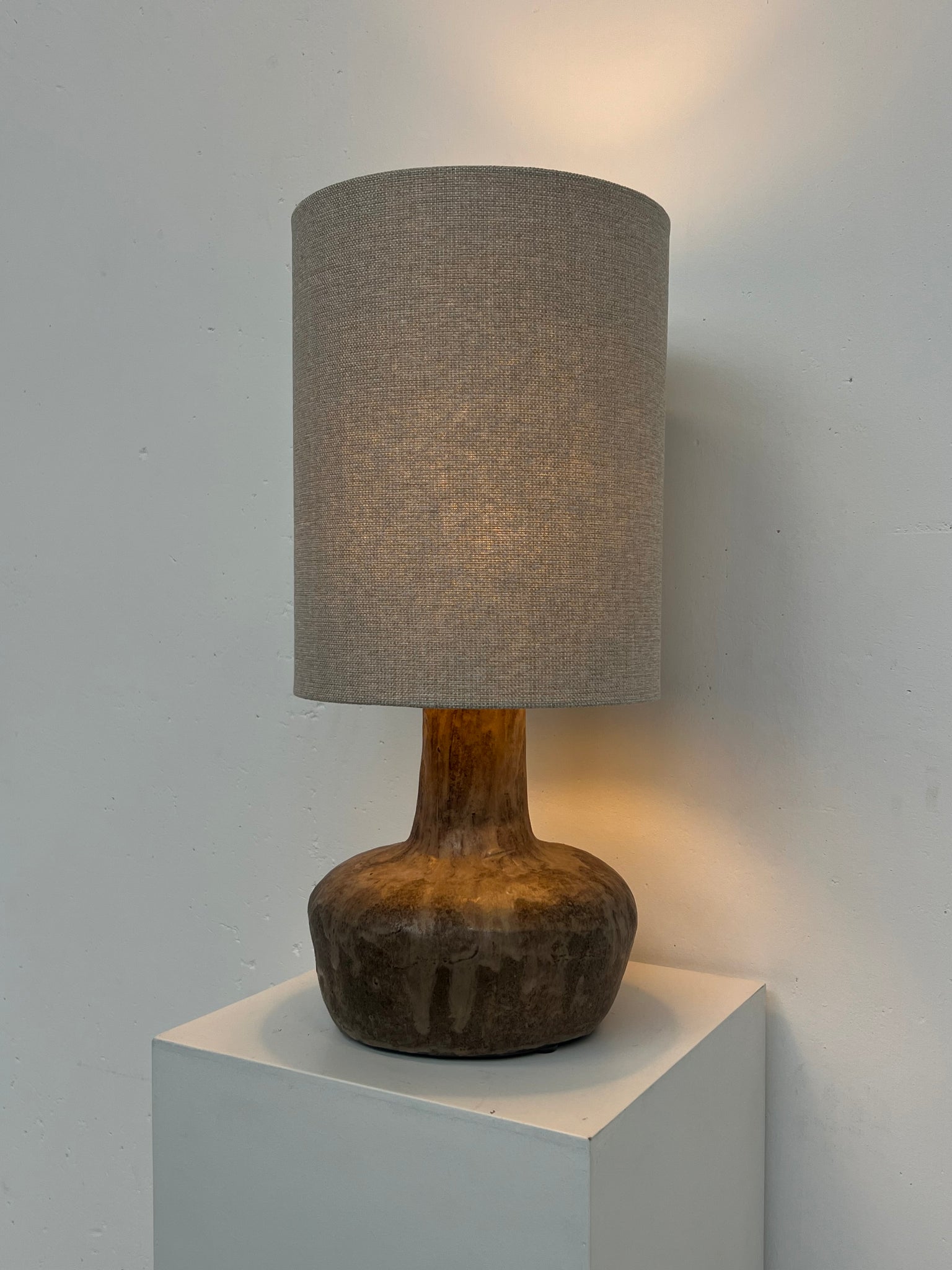 Vintage brown ceramic table lamp