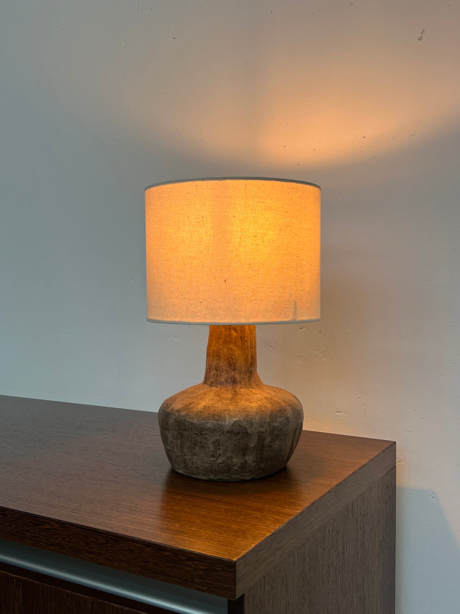 Vintage brown ceramic table lamp