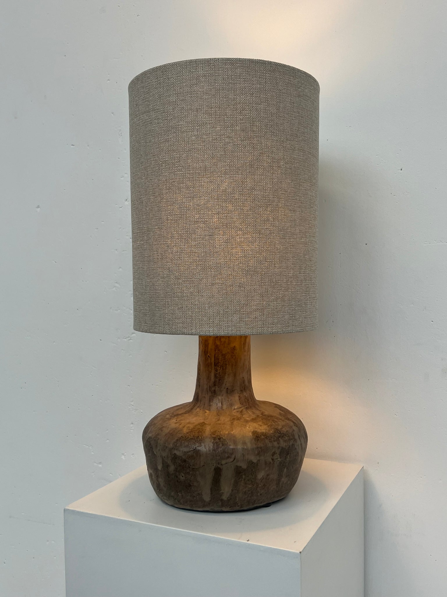 Vintage brown ceramic table lamp