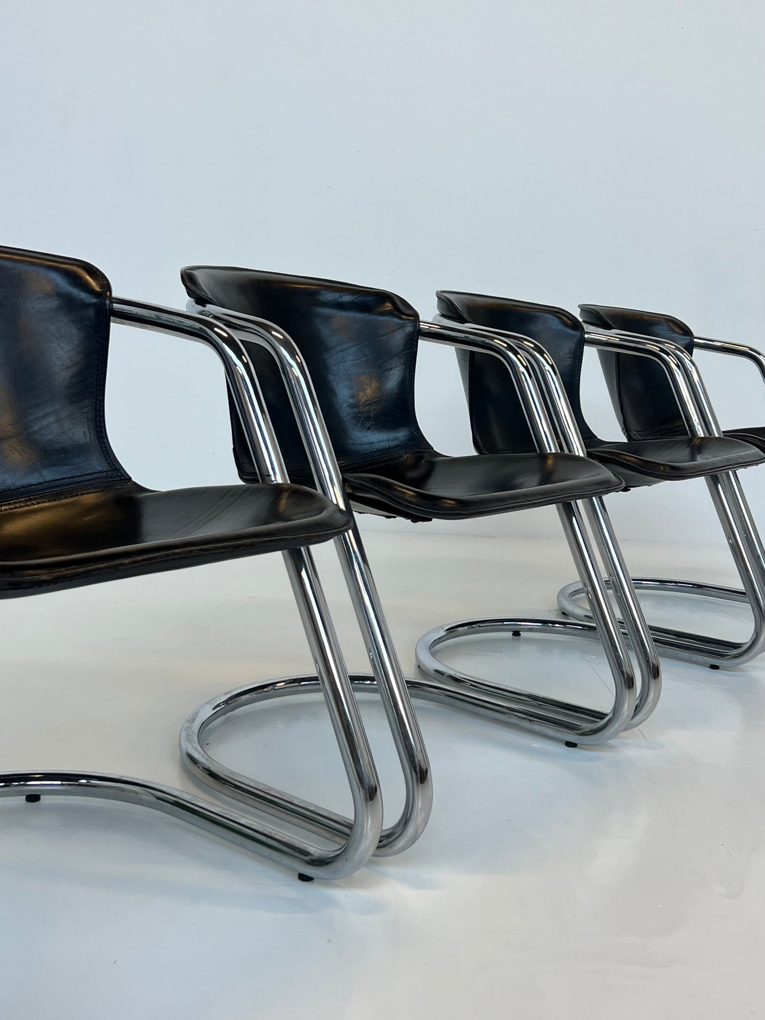 Willy Rizzo eetkamerstoelen – Set van 4 jaren 70