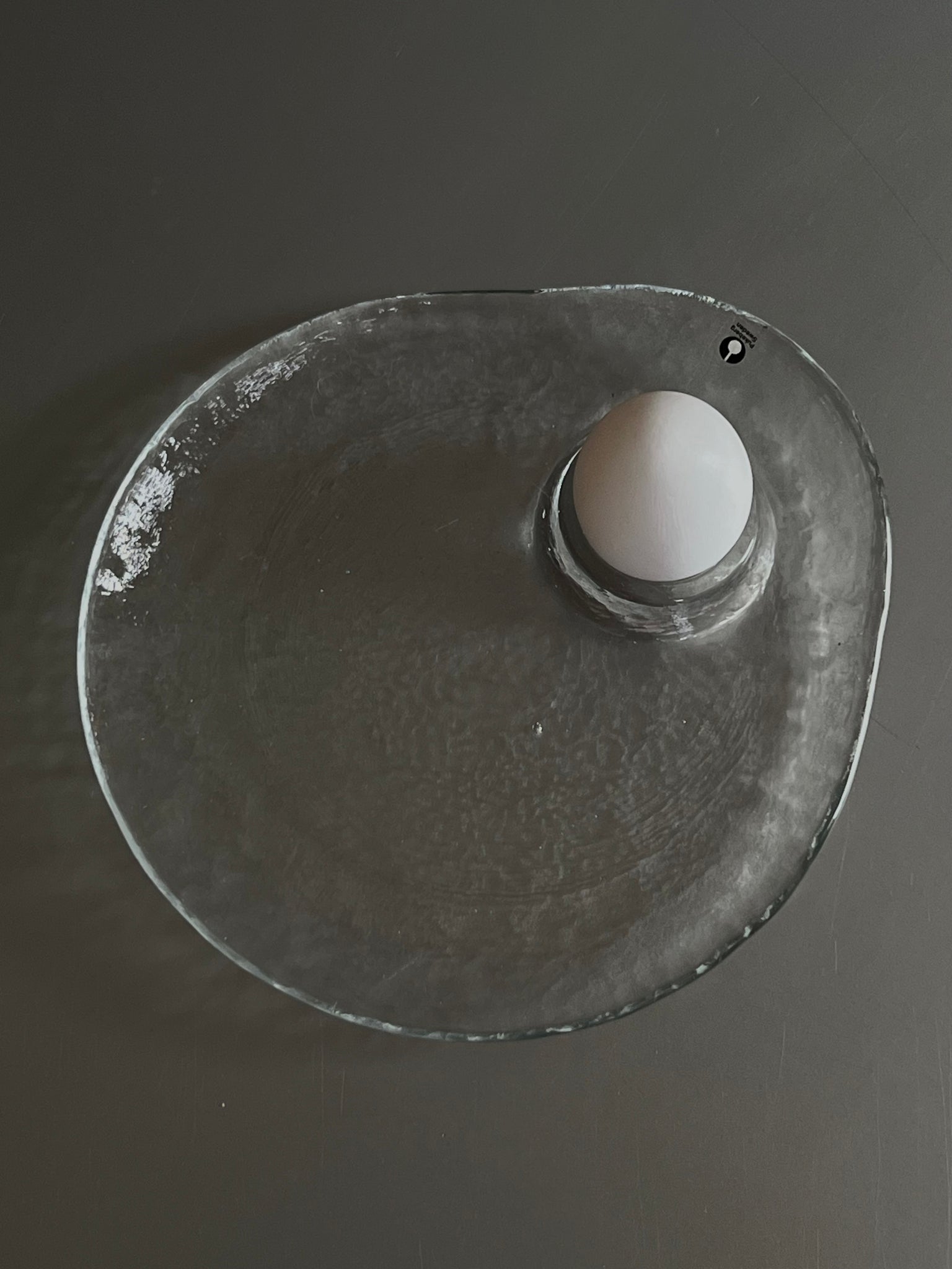 Vintage Pukeberg Sweden glass serving dish / breakfast plate