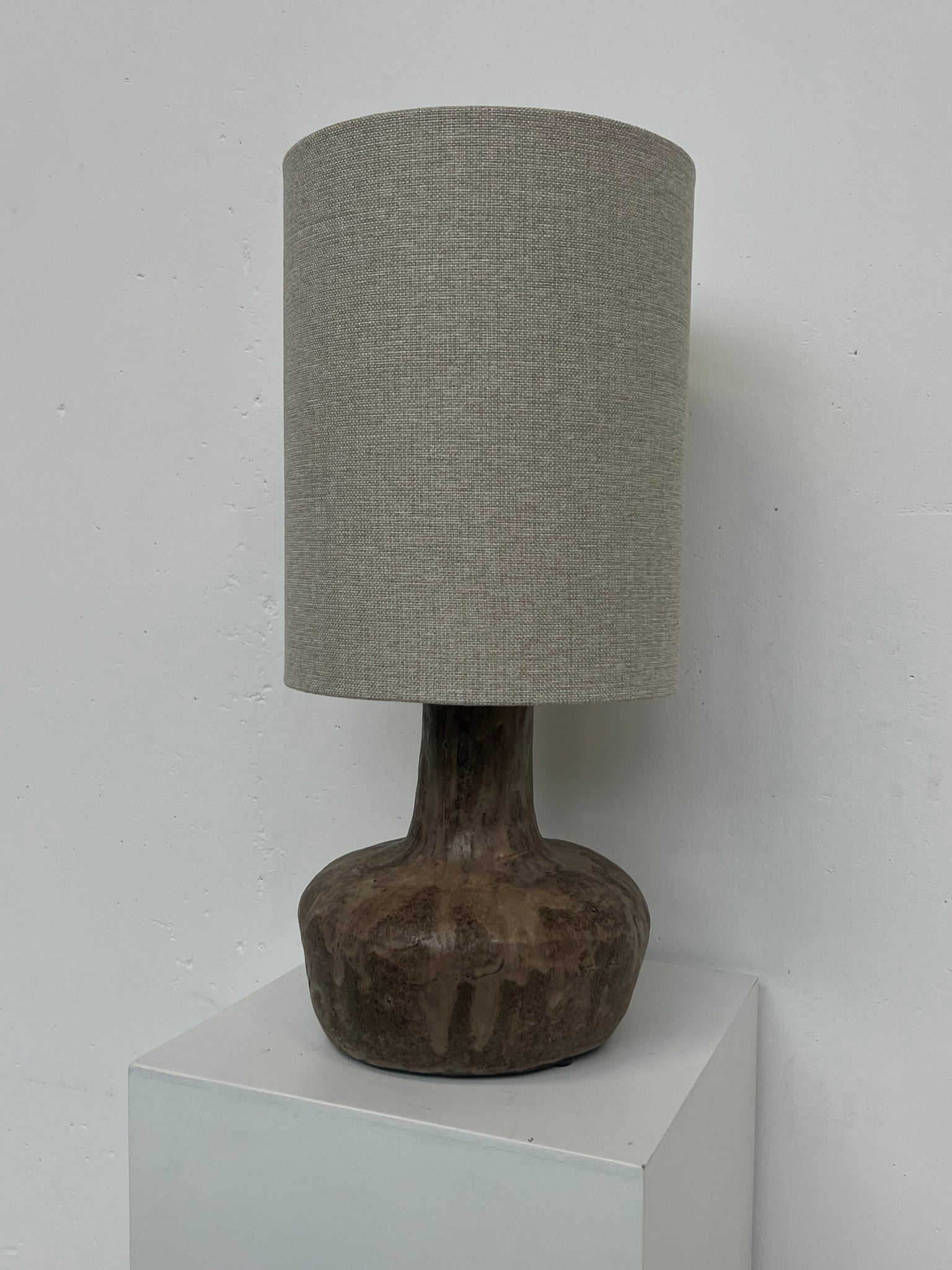 Vintage brown ceramic table lamp