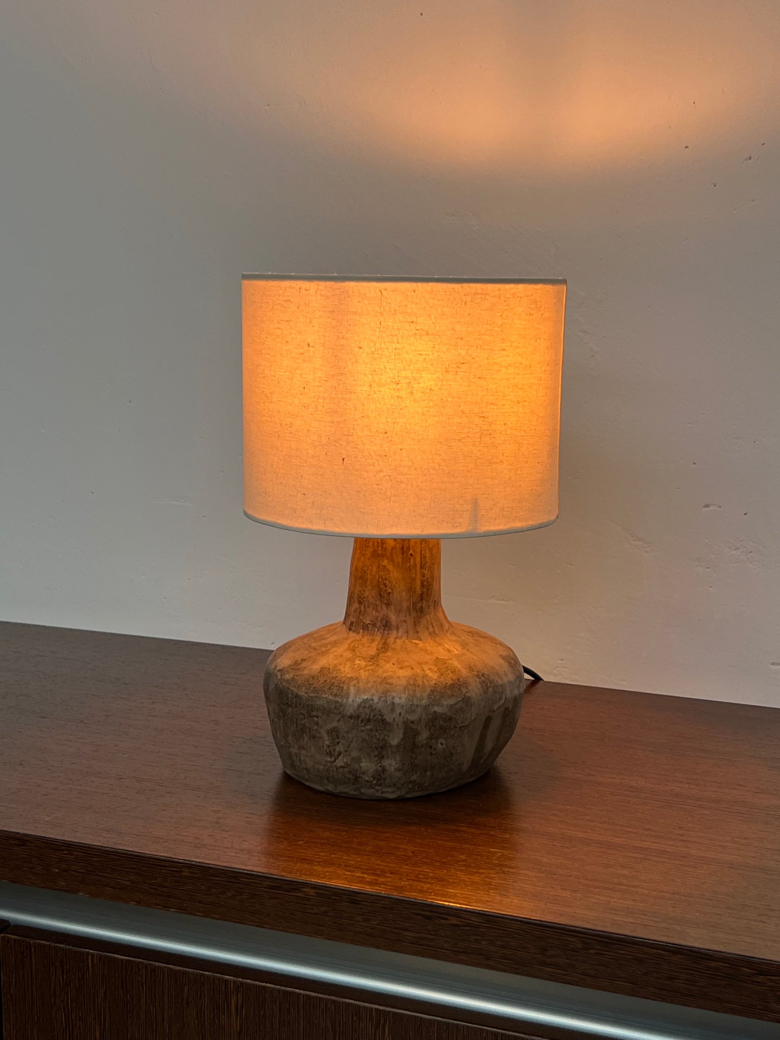Vintage brown ceramic table lamp