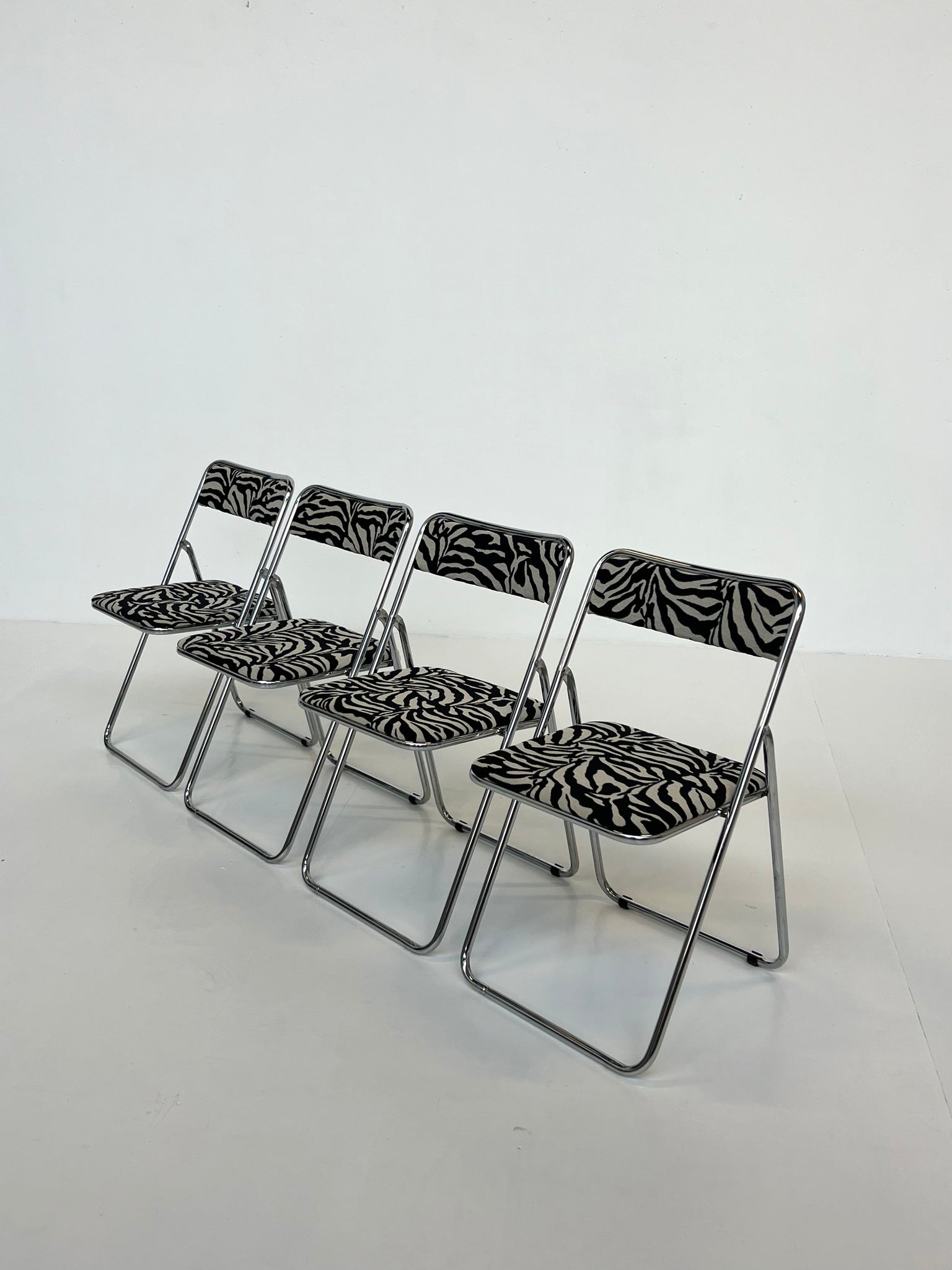 Vintage folding chair - zebra print upholstery