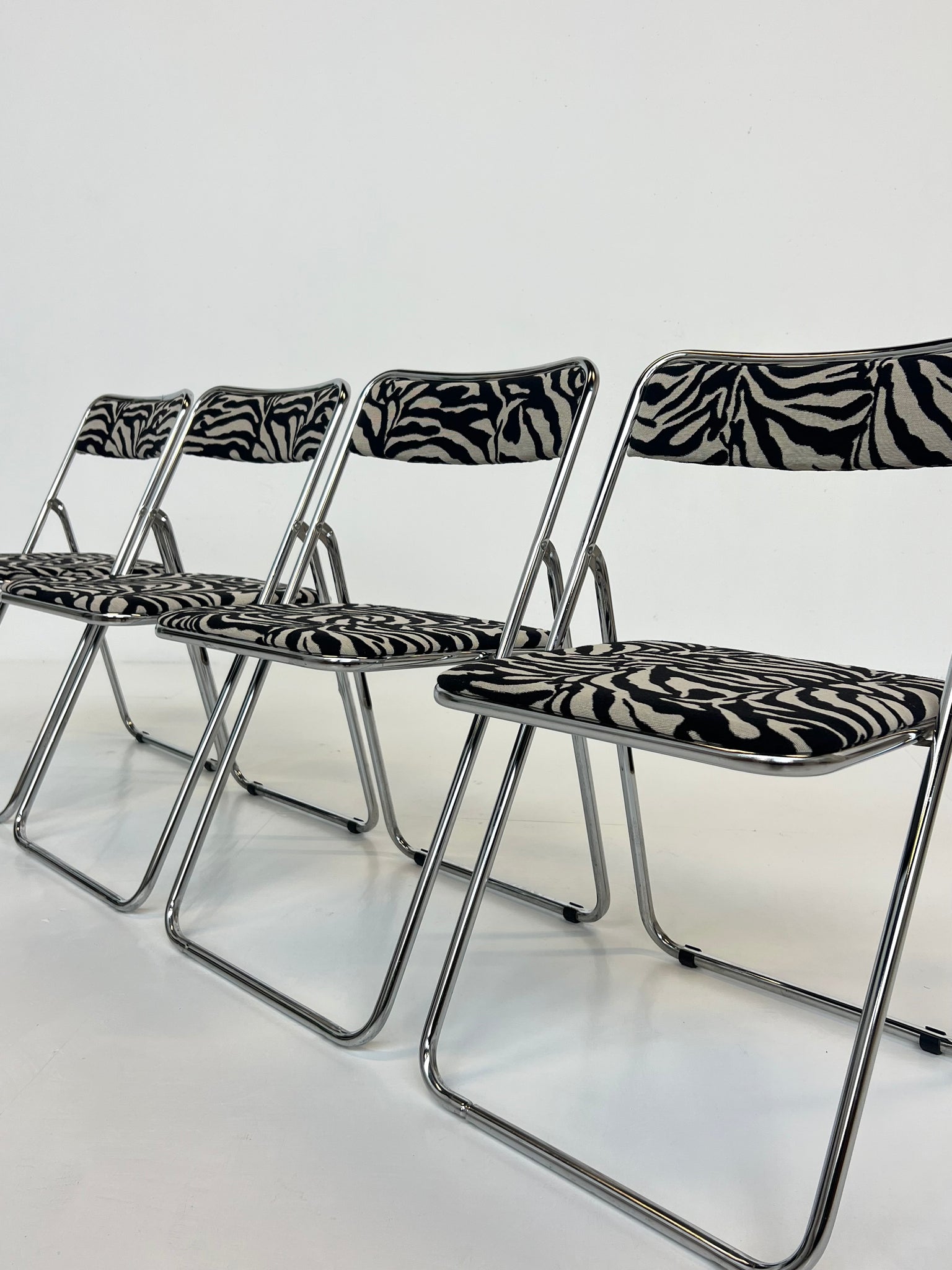 Vintage folding chair - zebra print upholstery