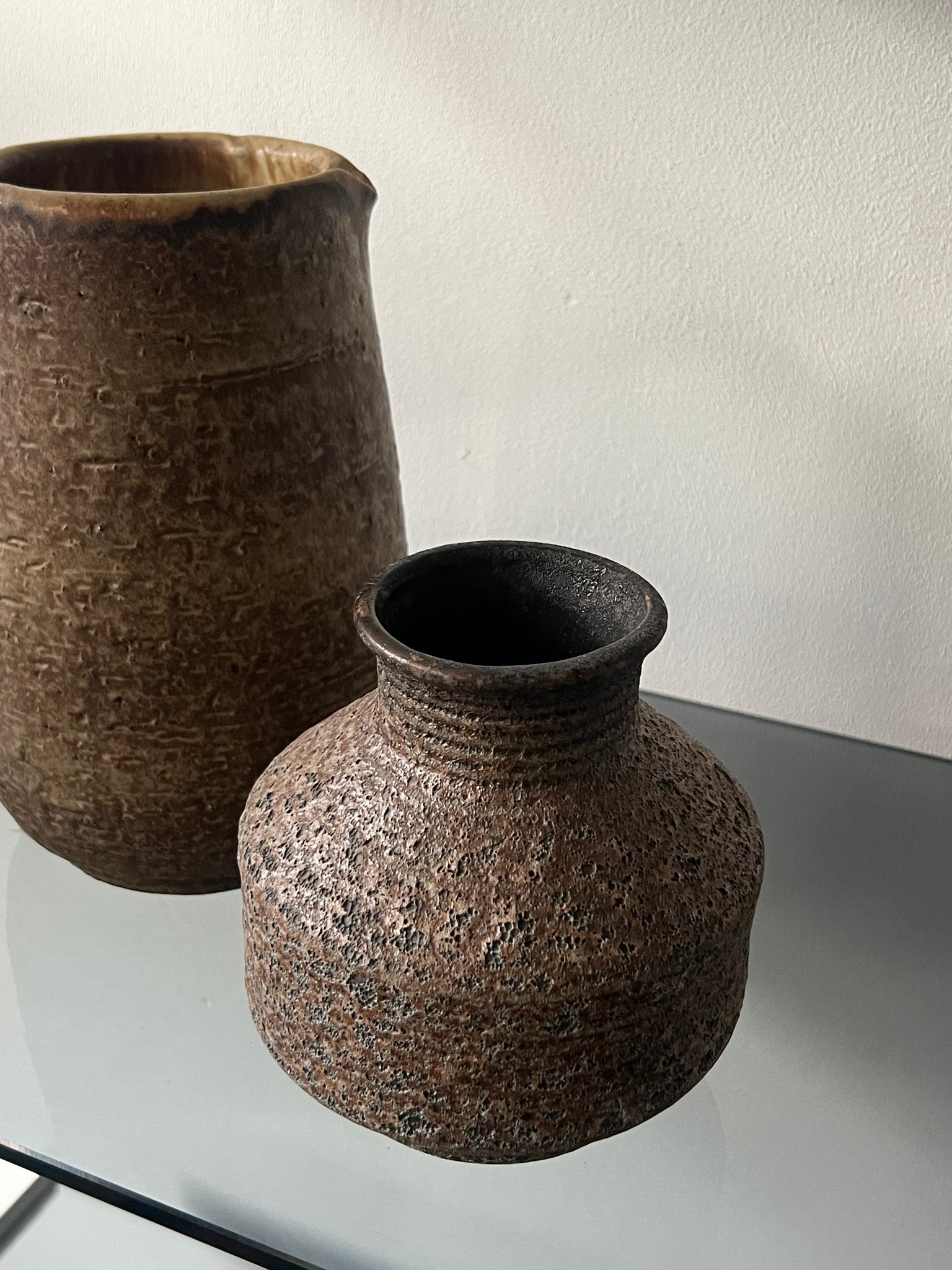 Small textured brown vintage vase