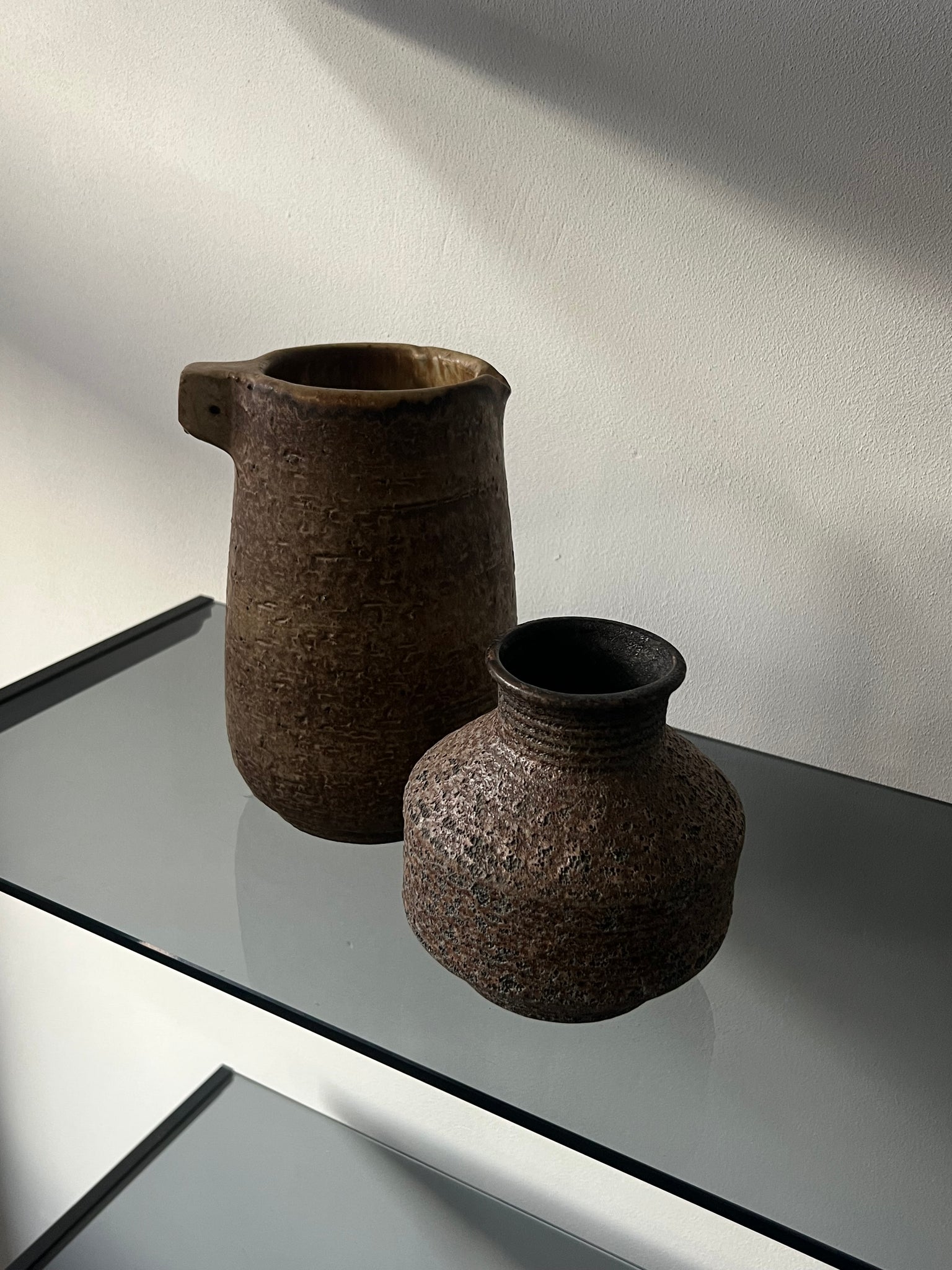 Small textured brown vintage vase