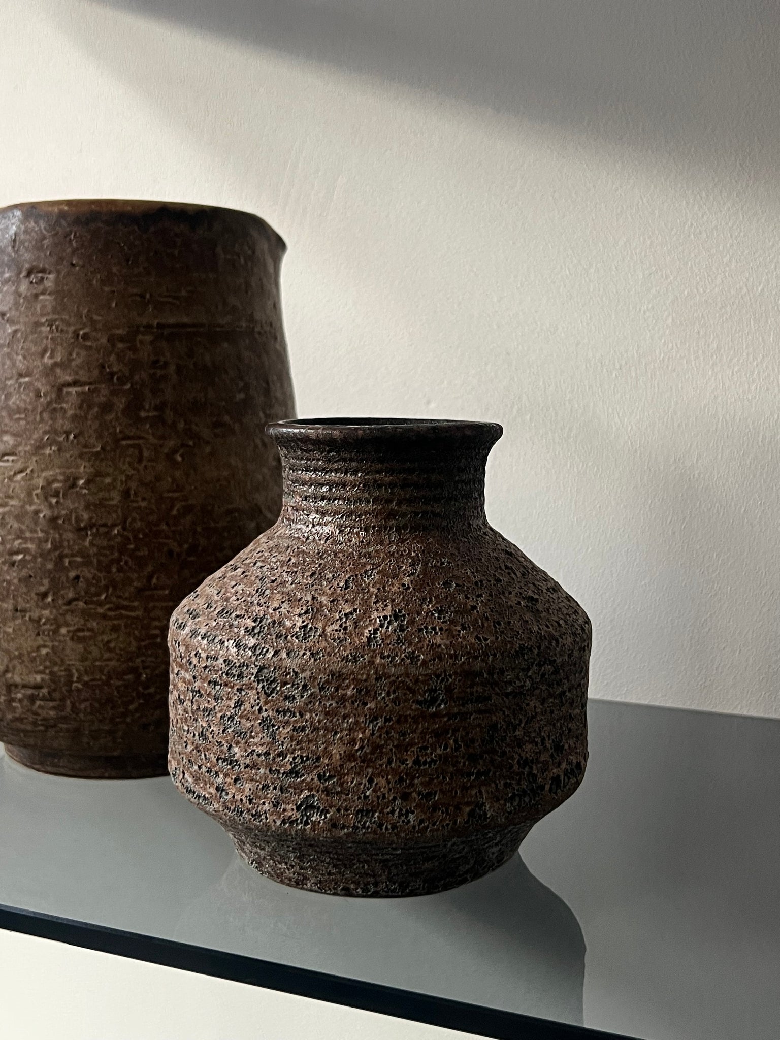 Small textured brown vintage vase