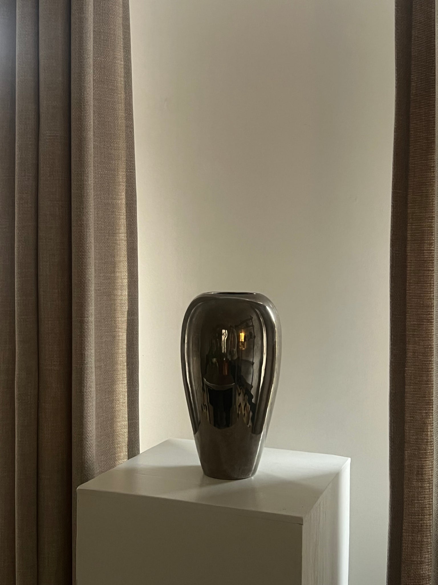 Vintage chrome metal vase