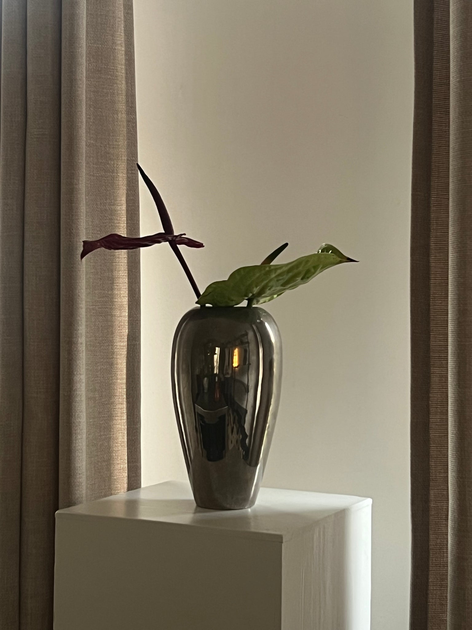 Vintage chrome metal vase