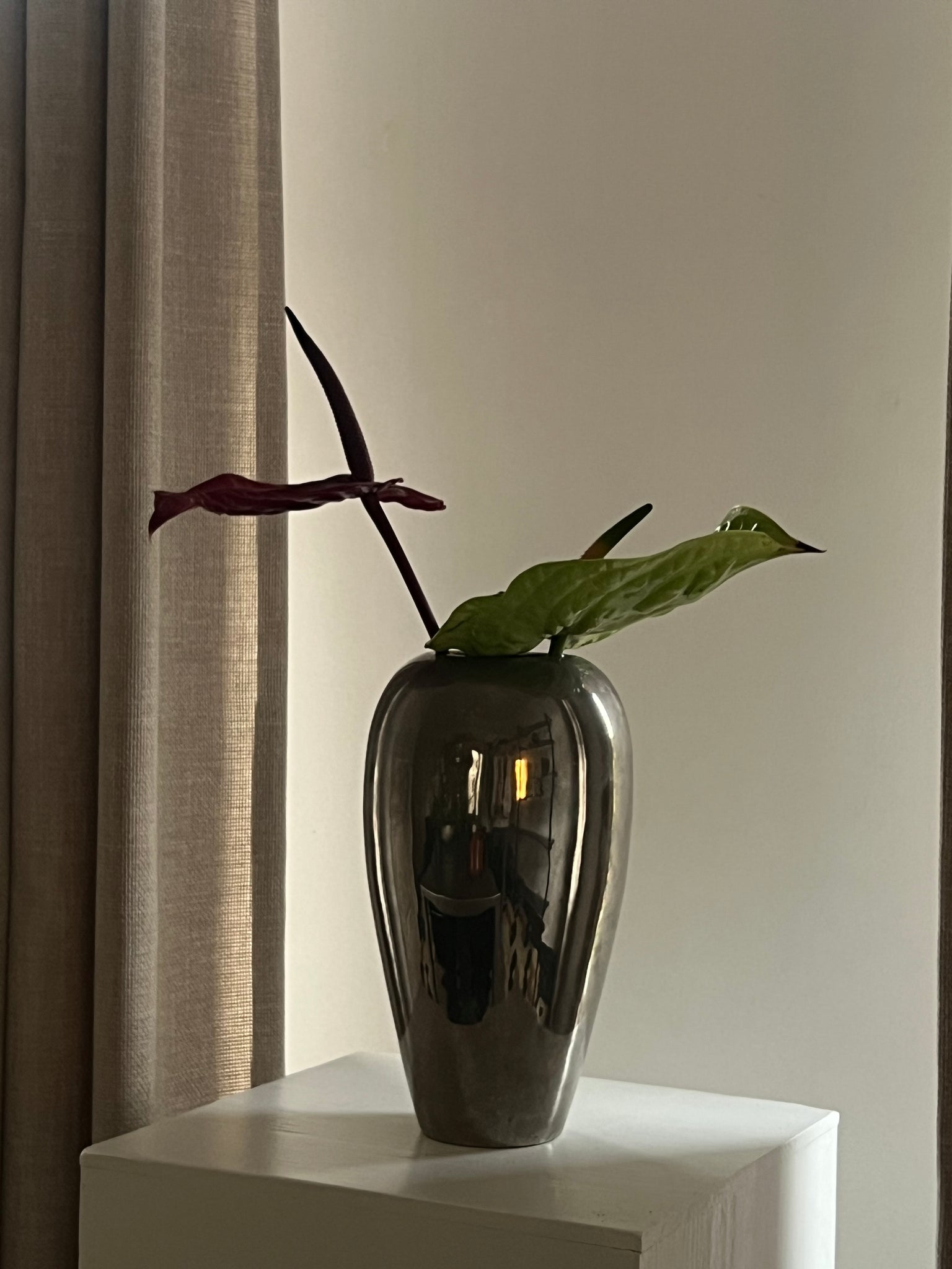 Vintage chrome metal vase
