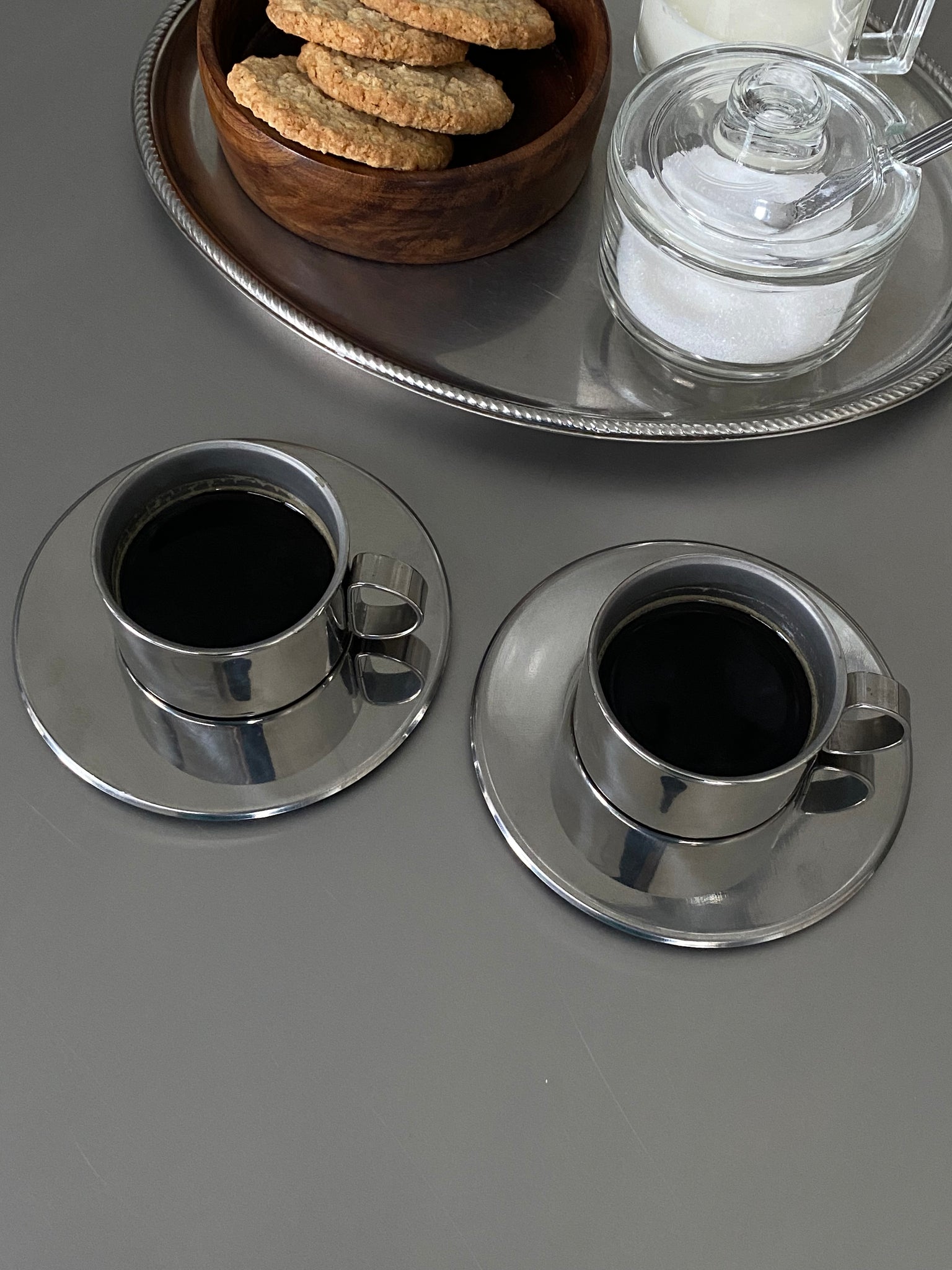 Vintage stainless steel espresso cups