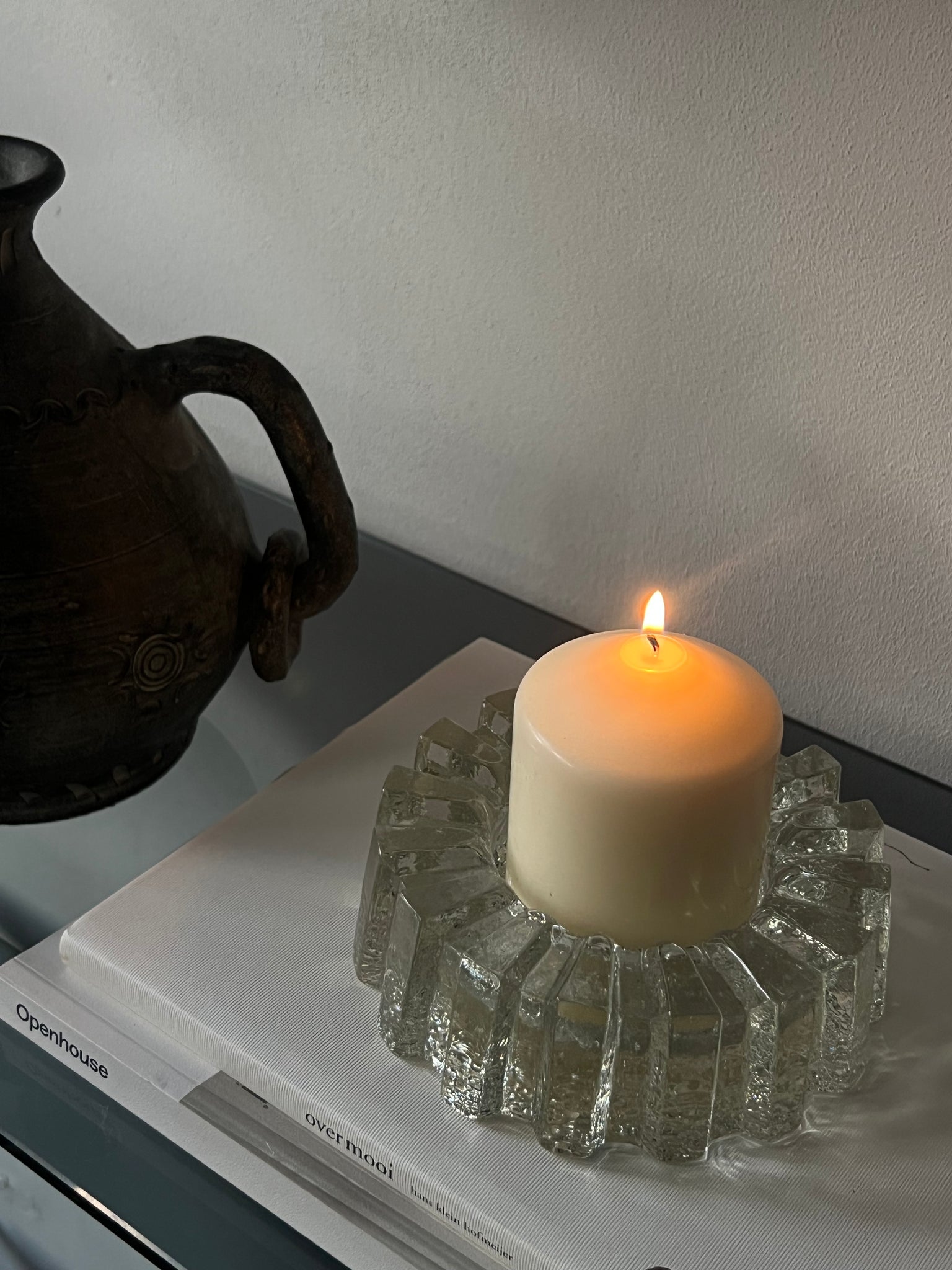 Vintage Pukeberg ice glass bowl