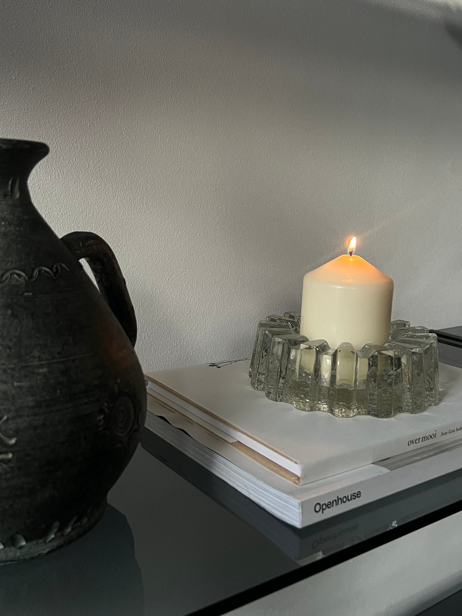 Vintage Pukeberg ice glass bowl