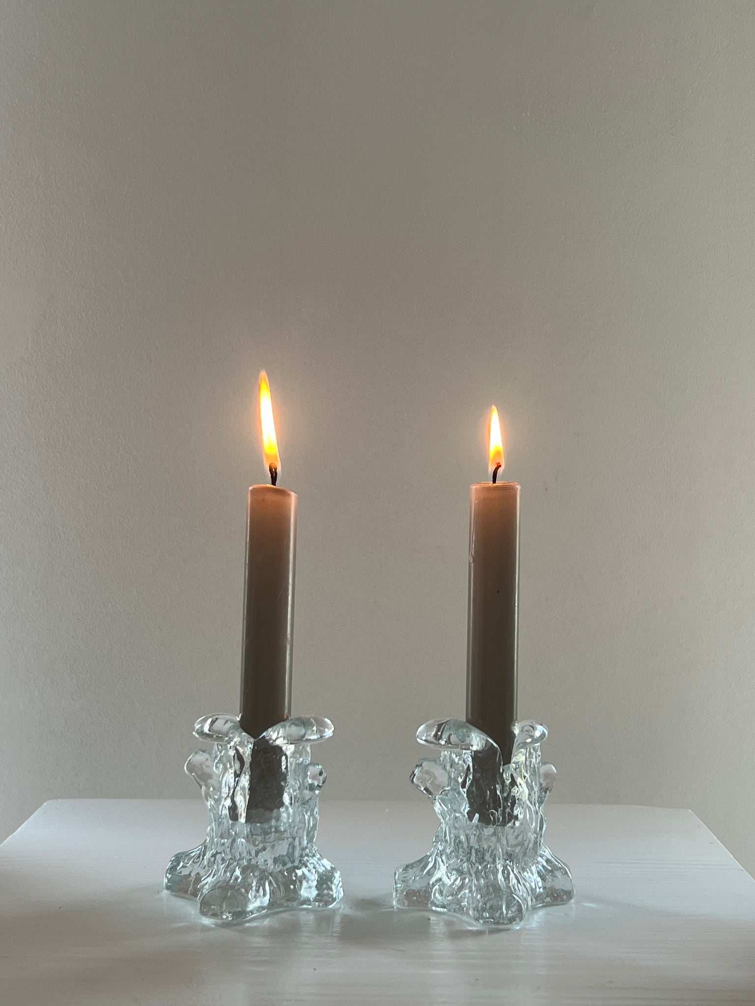 Vintage glass candle holders – set of 2