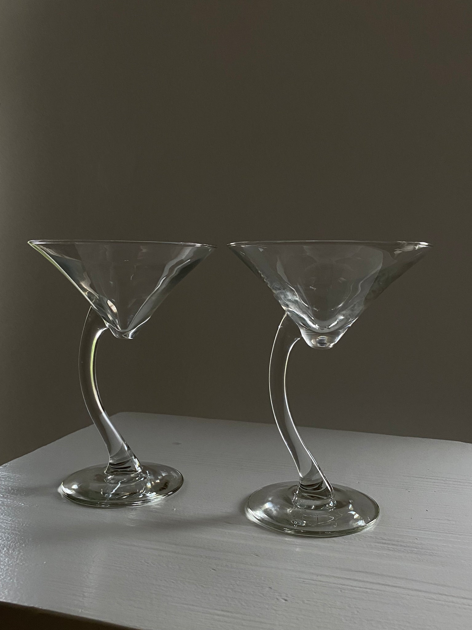 Set of 2 modernist style cocktail glasses