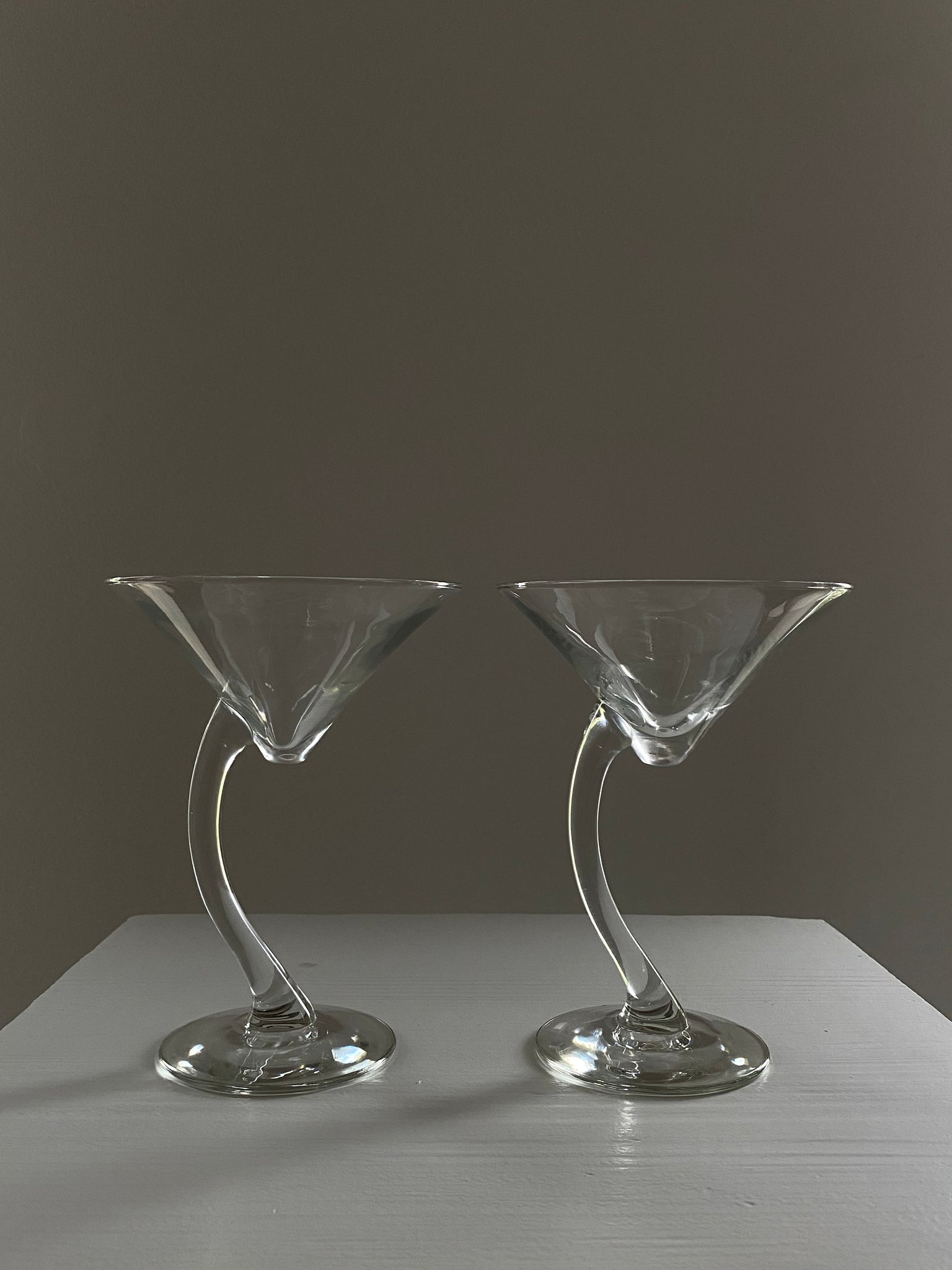 Set of 2 modernist style cocktail glasses