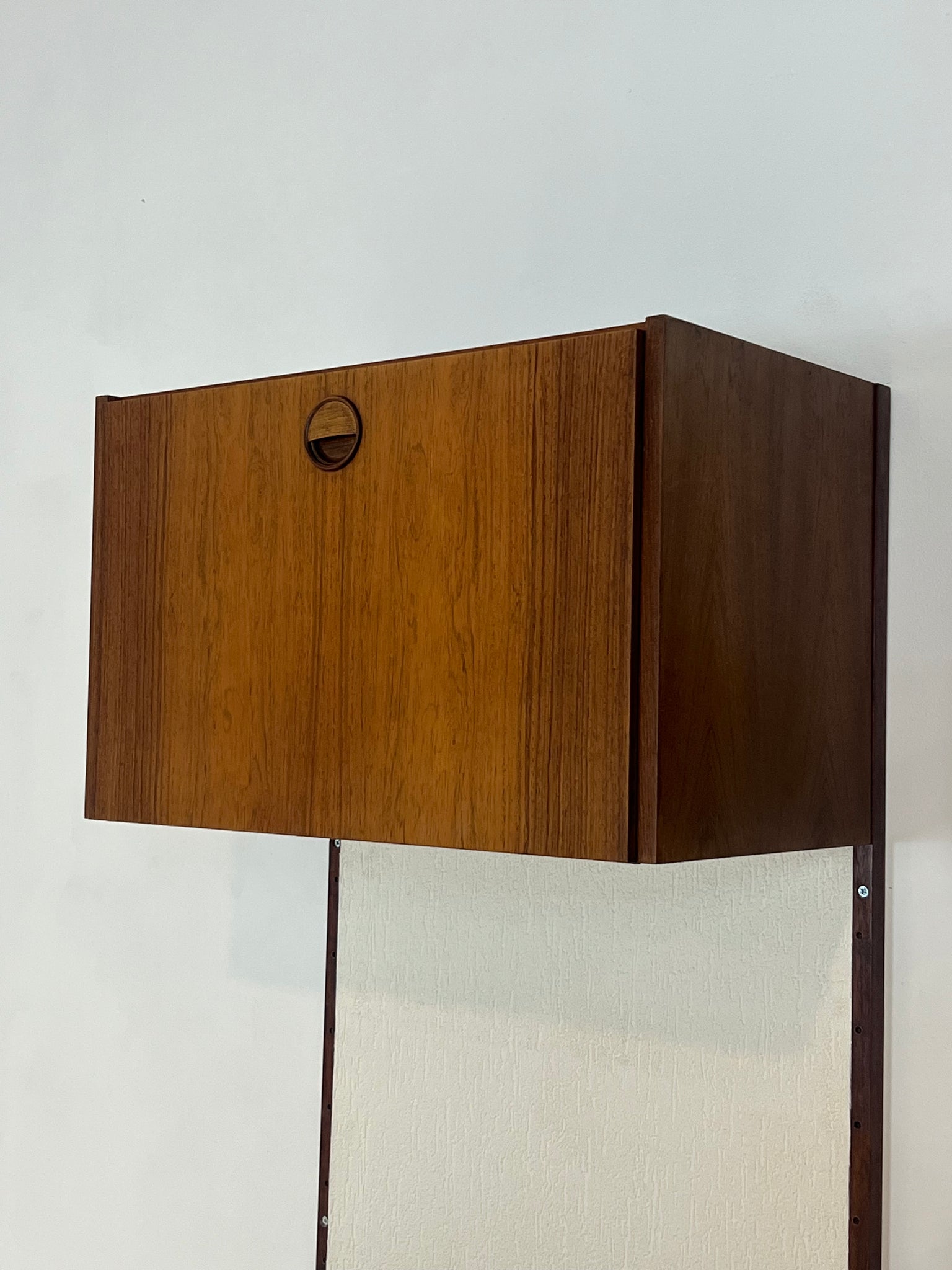 1960s Marten Franckema rosewood & seagrass canvas wall unit for Fristho