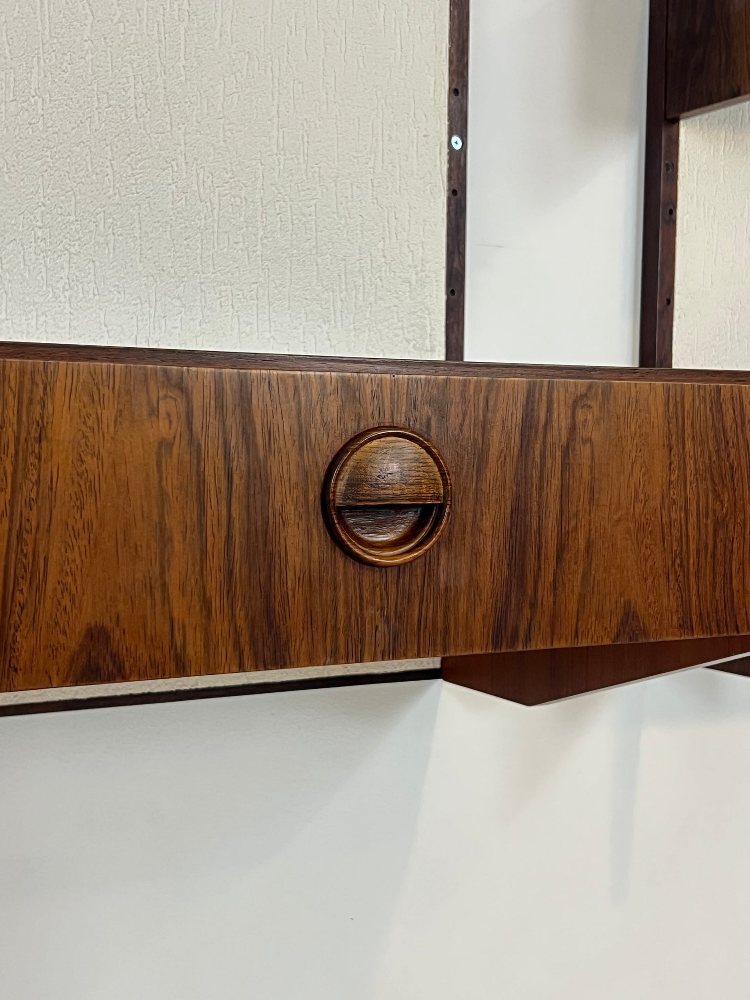 1960s Marten Franckema rosewood & seagrass canvas wall unit for Fristho
