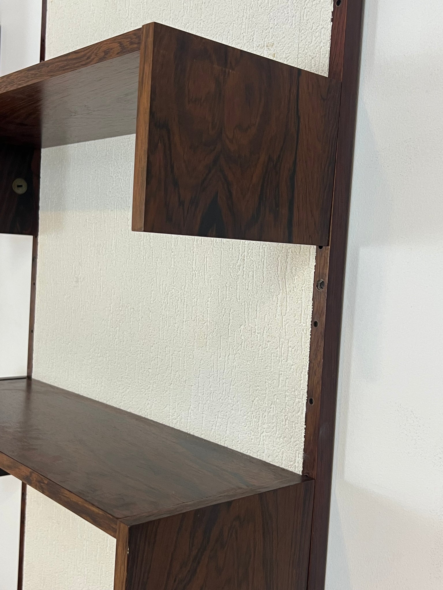 1960s Marten Franckema rosewood & seagrass canvas wall unit for Fristho